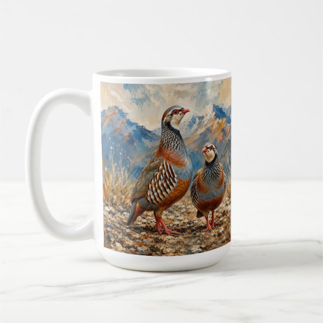 Chukar Rebhuhn-Paar-Kunst  Kaffeetasse (Links)