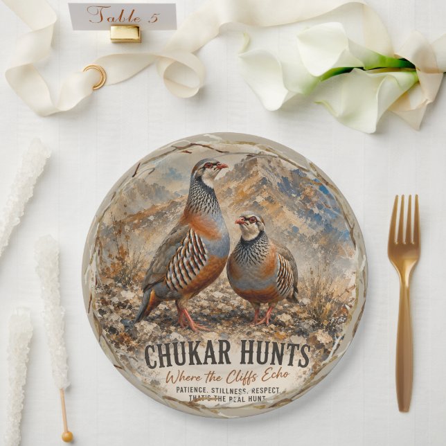 Chukar Rebhuhn-Paar-Kunst  Pappteller (Hochzeit)