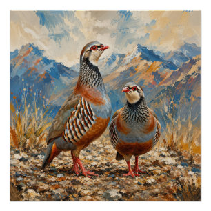 Chukar Rebhuhn-Paar-Kunst Poster