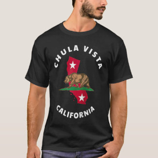 Chula Vista California CA Flag and Bear Badge Souv T-Shirt