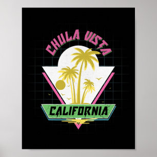 Chula Vista Kalifornien Retro Vaporwave Strand  Poster