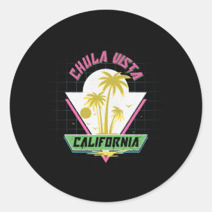 Chula Vista Kalifornien Retro Vaporwave Strand  Runder Aufkleber