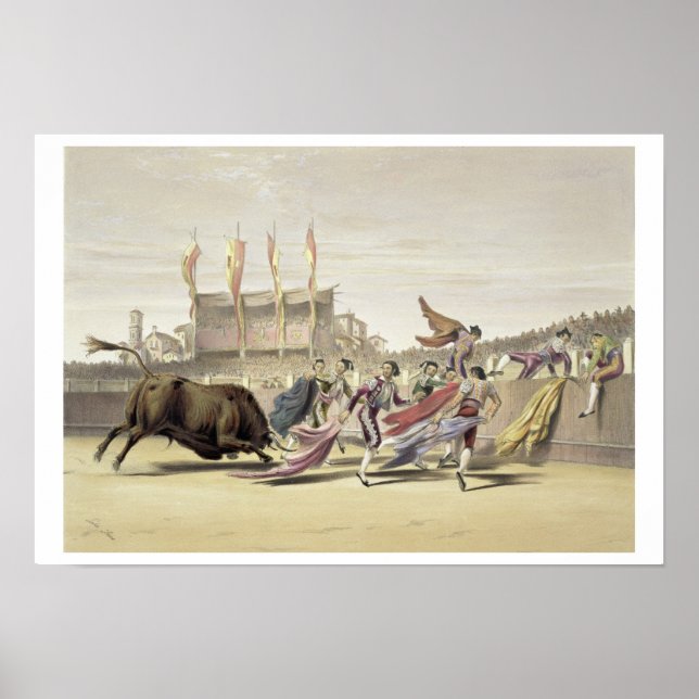Chulos Playing the Bull, 1865 (Farbe litho) Poster (Vorne)