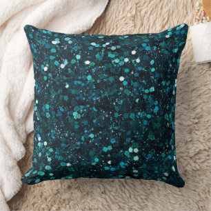 Chunky Blue Aqua Glitz Glitzer Weihnachten Kissen