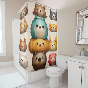 Chunky Critter Crew Dusche Vorhang Süße Tier Spaß