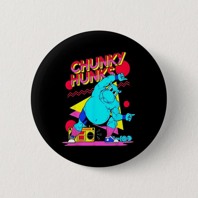 Chunky Hunks Gymnastik Bodybuilding Muskel Button (Vorderseite)