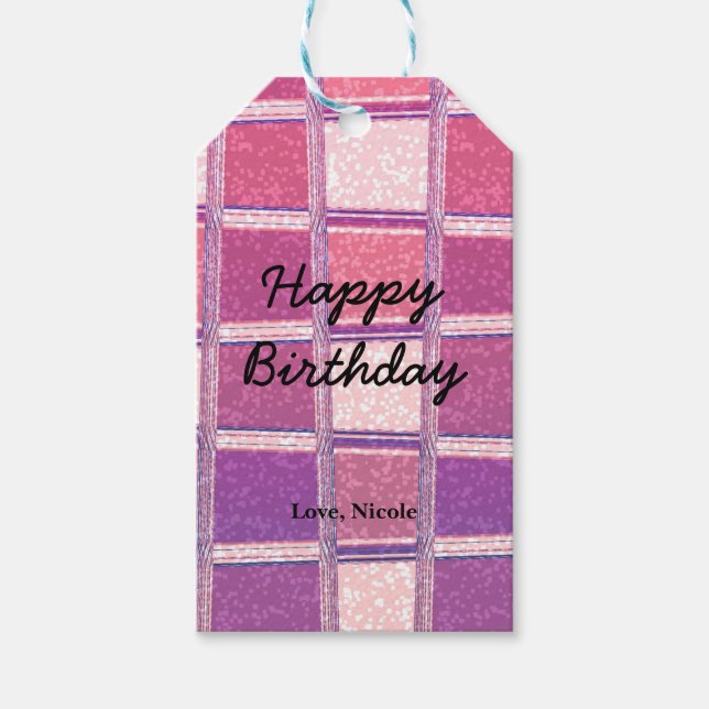 Chunky Moderner Glitzer Rosa Lila Glamour Geschenkanhänger (Vorderseite)