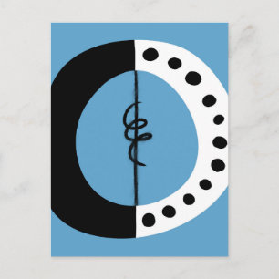 Chunky Ring Schwarz-weiß und Blue Postcard Postkarte