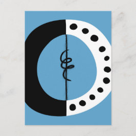 Chunky Ring Schwarz-weiß und Blue Postcard Postkarte