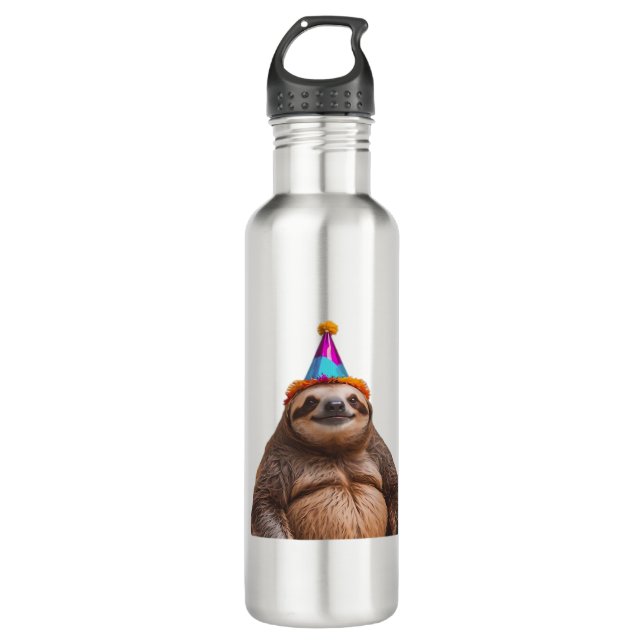 Chunky Sloth birthday party hat gift funny meme pr Edelstahlflasche (Vorderseite)
