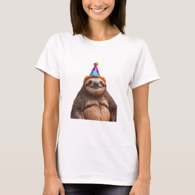 Chunky Sloth birthday party hat gift funny meme pr T-Shirt (Vorderseite)