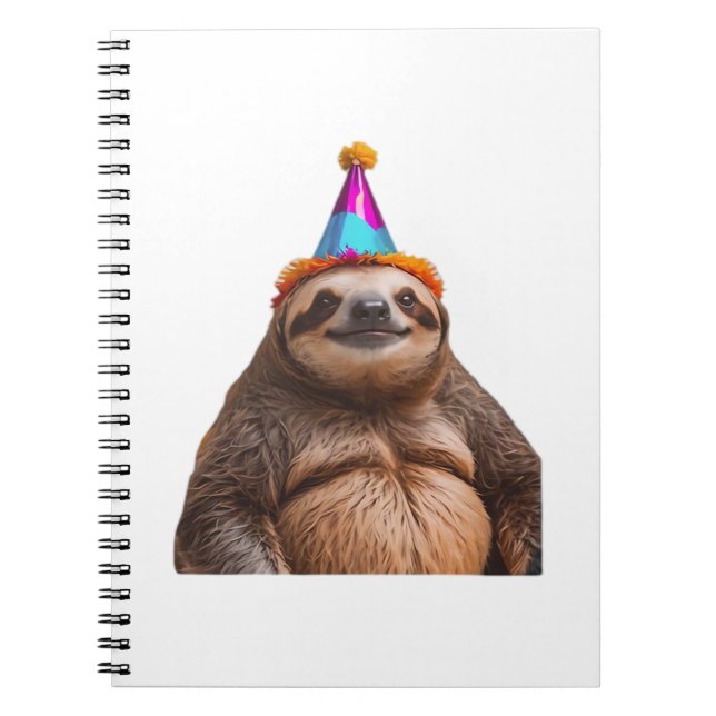 Chunky Sloth Geburtstagspartyhut Geschenk lustiges Notizblock (Vorderseite)