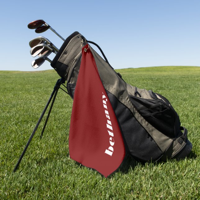 Chunky Typografy Monogram Name Burgundy Golfhandtuch (Gras)