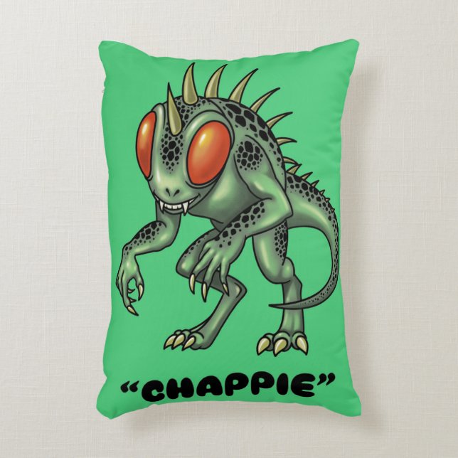Chupacabra "Chappie" Cryptid Dekokissen (Vorderseite(Vertikal))