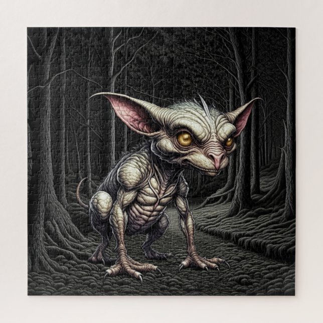 Chupacabra im Holzkryptid Puzzle (Vertikal)