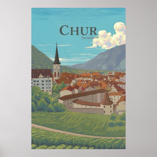 Chur Schweiz Reiseplakat Poster (Vorne)