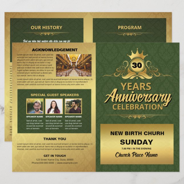 Church Anniversary Program Template (Vorne/Hinten)