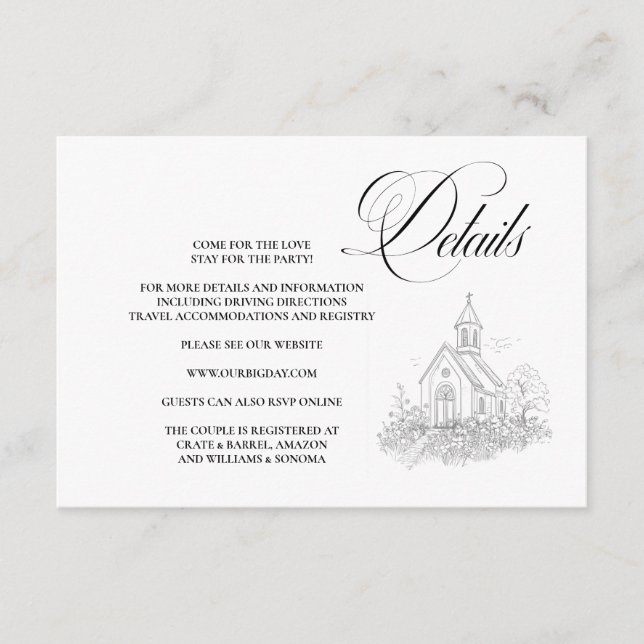 Church Calligraphy Enclosure Card Details Begleitkarte (Vorderseite)