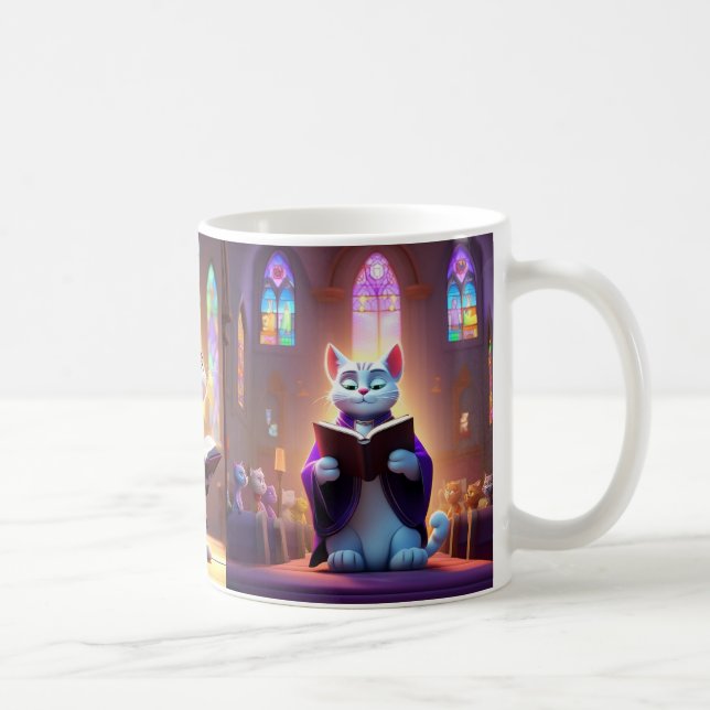 Church Cat Fun Tasse. Kaffeetasse (Rechts)