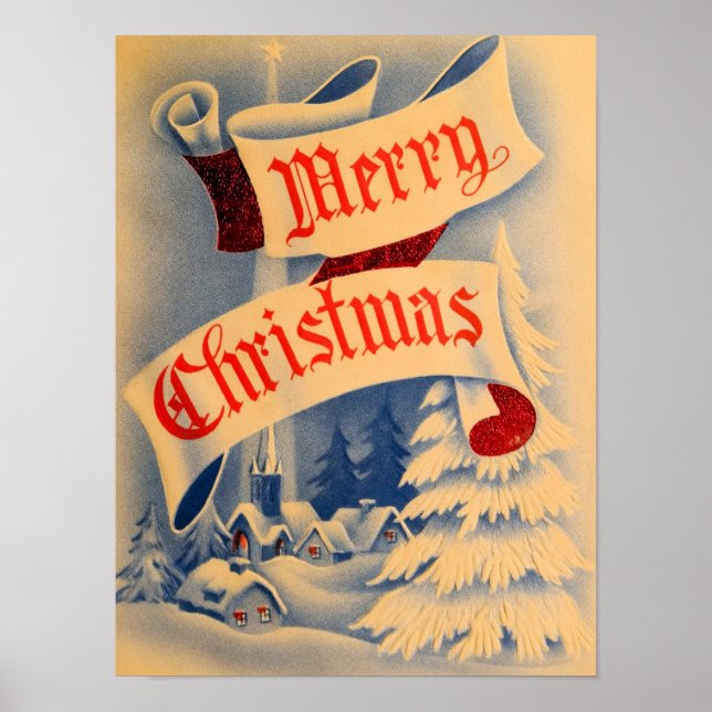 Church Christmas Vintage Poster (Vorne)