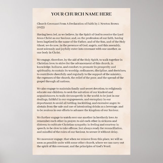 Church Covenant  Poster (Vorne)