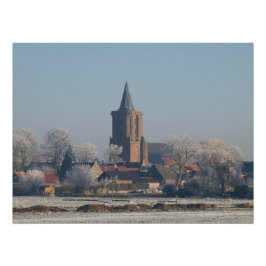 Church Dutch village winter, Poster