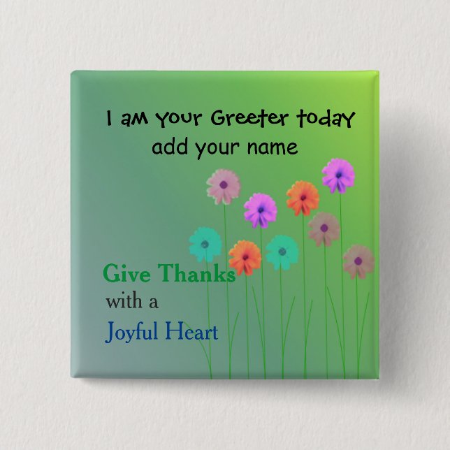 Church Greeter Name Plate Button (Vorderseite)