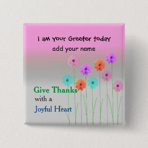 Church Greeter Name Plate Button