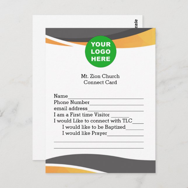 Church Guest Connect Card mit Logo Postkarte (Vorne/Hinten)