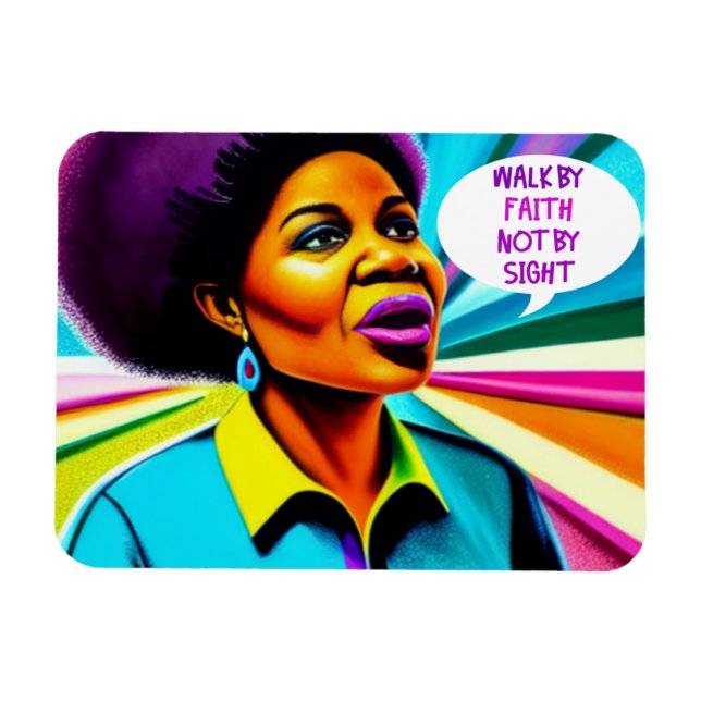 Church Lady Walking by Faith Art Magnet (Horizontal)
