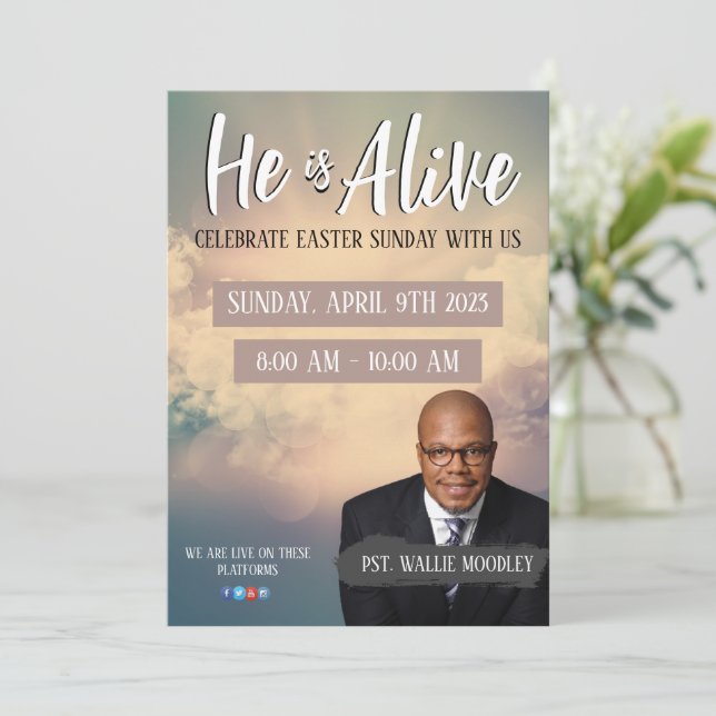 Church Oaster Sunday Service Flyer Einladung (Stehend Vorderseite)