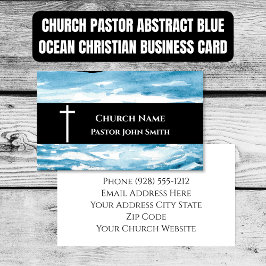 Church Pastor Abstract Blue Ocean Christian Visitenkarte