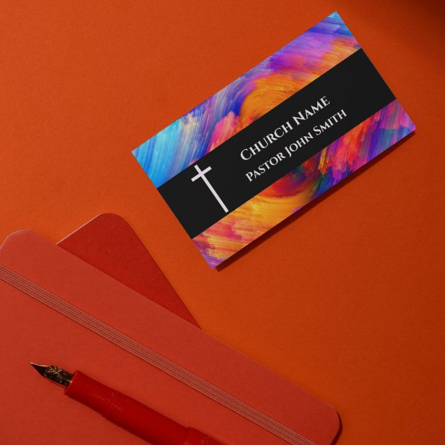 Church Pastor Abstract Orange Sky Christian Visitenkarte (Church Pastor Abstract Orange Sky Christian Business Card)