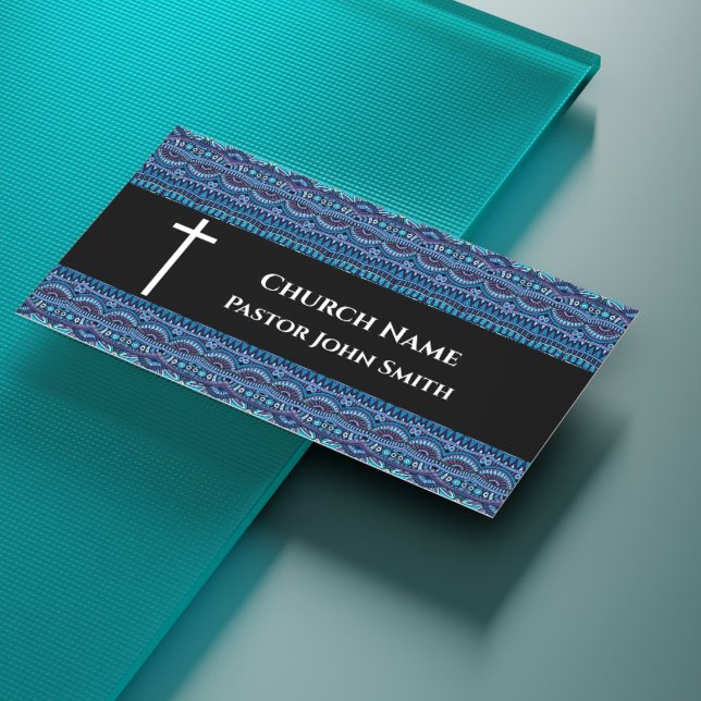 Church Pastor Blue Abstract Christian Visitenkarte (Church Pastor Blue Abstract Christian Business Card
)