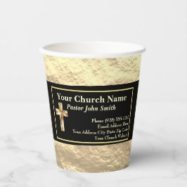 Church Pastor Gold And Black Classy Pappbecher