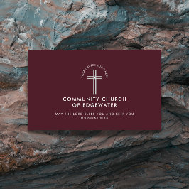 Church Pastor Modern Minimal Custom Logo Maroon Visitenkarte
