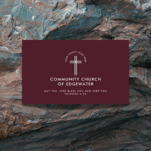 Church Pastor Modern Minimal Custom Logo Maroon Visitenkarte