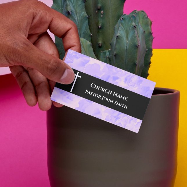 Church Pastor Purple Alcohol Ink Christian Visitenkarte (Church Pastor Purple Alcohol Ink Christian Business Card)