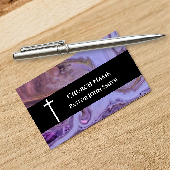 Church Pastor Purple Marble Christian Visitenkarte (Church Pastor Purple Marble Christian Business Card)