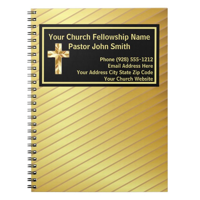 Church Pastor schwarz und gold Notebook Notizblock (Vorderseite)