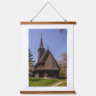 Church Romania Village Wandteppich Mit Holzrahmen