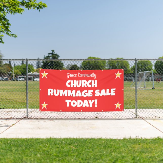Church Rummage Sale! Benutzerdefiniertes rotes Ban Banner (Insitu)