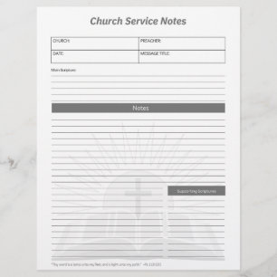 Church Service Christlich Bible Notes grau Briefbogen