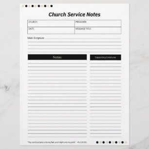 Church Service Christliche Schwarze Noten Briefbogen