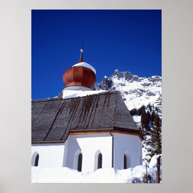 Church Stuben Austria Holiday Card Canvas Print Poster (Vorne)