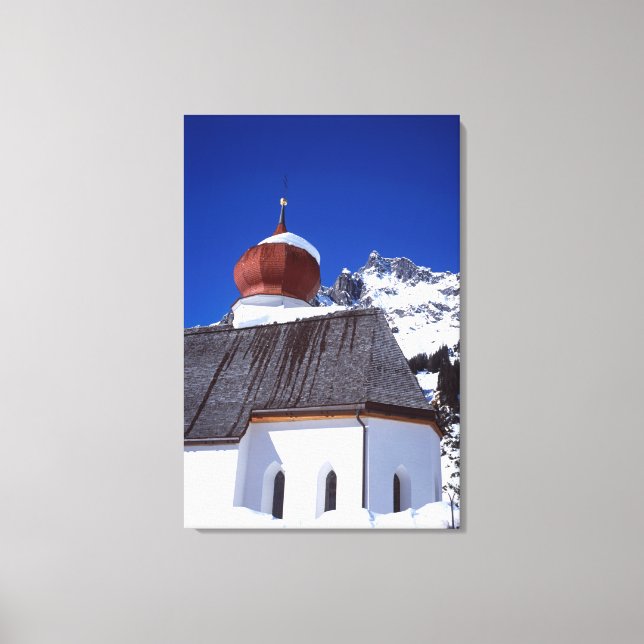 Church Stuben Austria Holiday Card Leinwanddruck (Vorderseite)