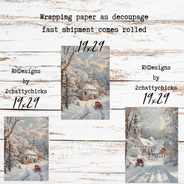 Church Winter Wonderland Decoupage Geschenkpapier Set (Von Creator hochgeladen)