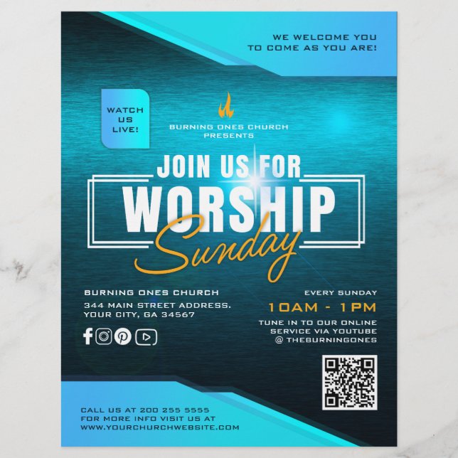 Church Worship Sunday Marketing Advertising Flyer (Vorne)