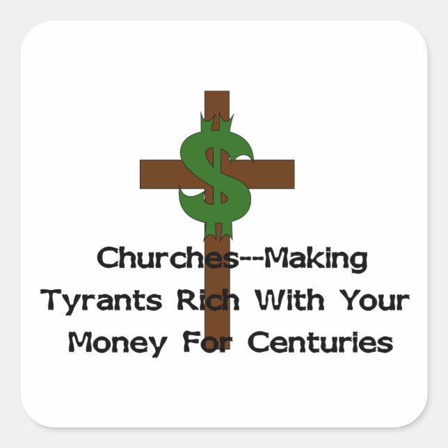 Churches Heart Money Quadratischer Aufkleber (Vorderseite)