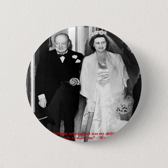 Churchill & Famous Marriage Quote Button (Vorderseite)